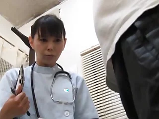 Kinky Asian nurse takes out slay rub elbows with dick of her patient with the addition of blows it